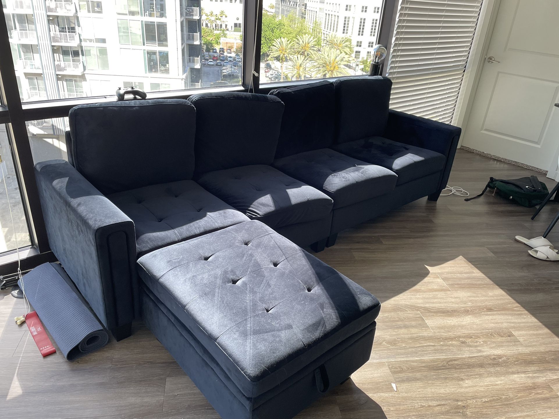 Velvet sofa (Black) Couch 