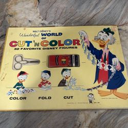 Vintage 1950s/60s Walt Disney’s Wonderful World Of Cut N’ Color Activity Craft Set RARE