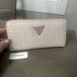 New Authentic Guess Niko Light Rose Zip Around Wallet For Women