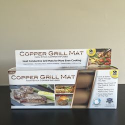 Ideavillage Copper Grill Mat 2 Pack Non Stick Baking Grilling Dishwasher Safe