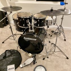 Ludwig Backbeat complete 5 Piece Drum Set 22 10 12 16 14” new quiet cymbals stands pdp throne Tama hihat $450 FIRM In Upland 91784 sticks key practice
