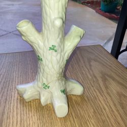 Vtg. Belleek  Porcelain Tree Stump Bud Vase