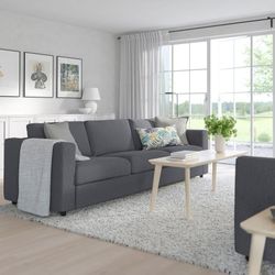 Grey Ikea sofa With Storage Ottoman 
