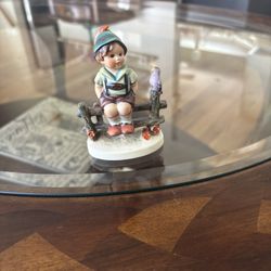 Authentic Vintage Hummel Goebel Figurine – Boy on Fence with Bird (W. Germany 1980)