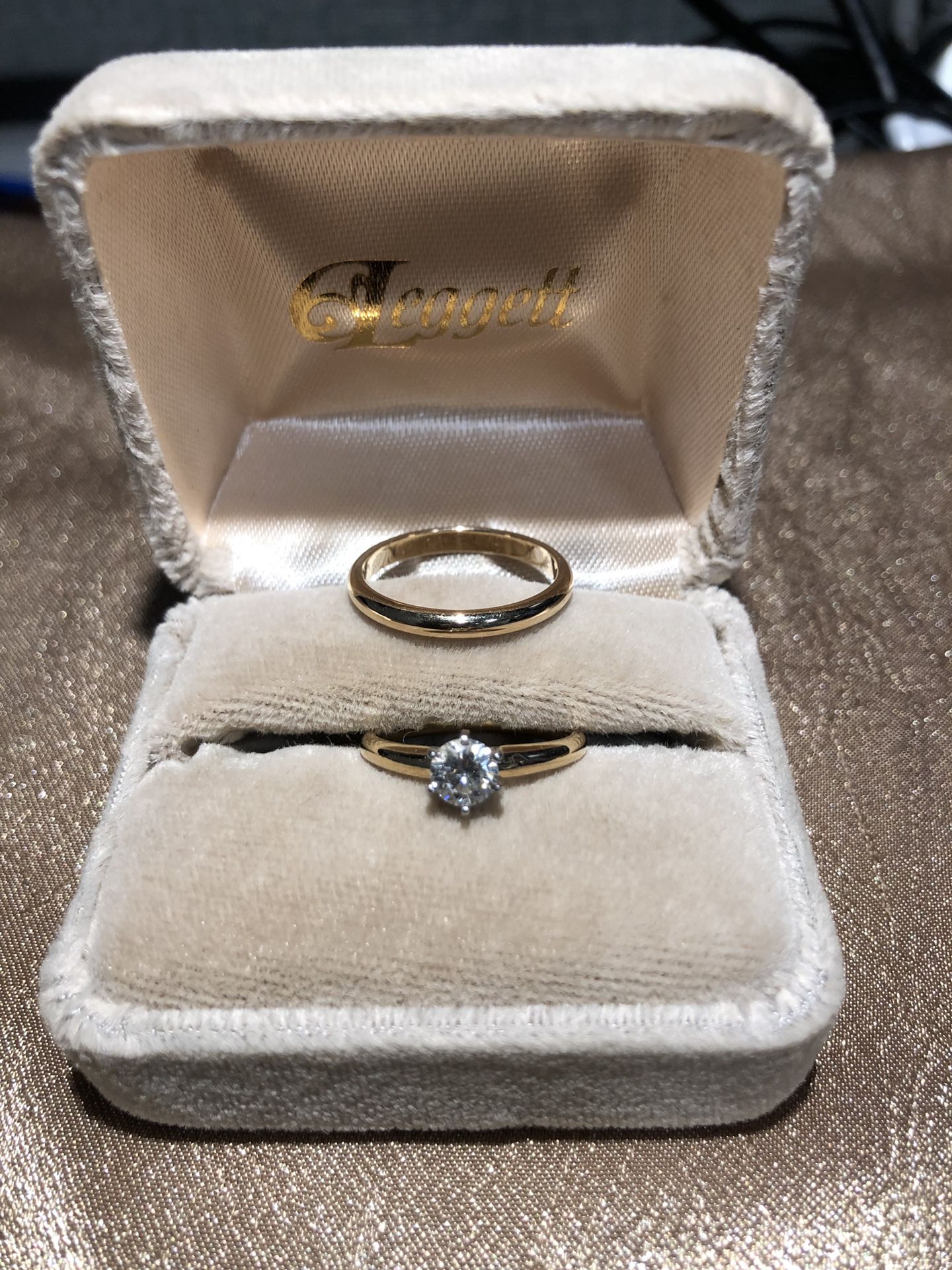 Genuine Diamond Engagement Ring/Band, 6-1/2 to 7