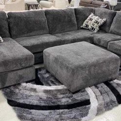 Oversized Large Smoke Sectional Sofa Couch
