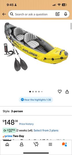 NEW SEALED Intex Explorer K2 Inflatable Kayak Set
