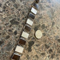 Sterling Mother of Pearl & Sea Glass Bracelet $50