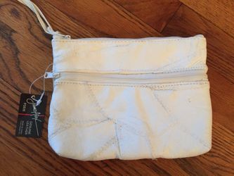 White leather wristlet