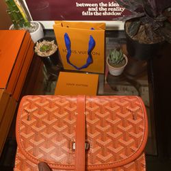 Orange Goyard Messenger Bag 