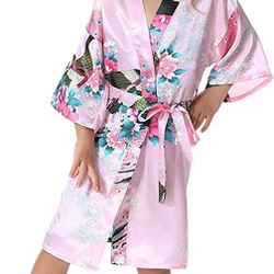 Girls' Peacock Satin Kimono Robe Bathrobe Nightgown for Party Wedding

Pajamas Sleep Over 