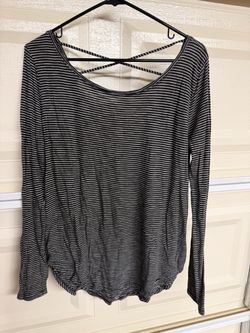 Women’s Black and White Striped Long Sleeve Top