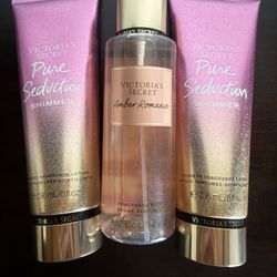 2 VICTORIA'S SECRET Pure Seduction  SHIMMER 1 VICTORIA'S SECRET Amber Romance
