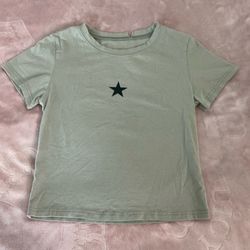 Grey Top T-Shirt With Black Star Graphic