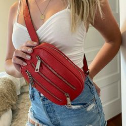 Rebecca Minkoff 3 Zip Belt Bag Fanny Pack Purse Scarlet Red