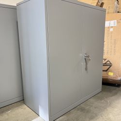 Metal Office Storage Cabinet - 36-inch Tall, Dark Gray Metal Storage Cabinet, Locker with Adjustable Shelves & Locking Doors - Steel Utility Cabinets 