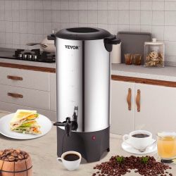 Commercial Coffee Urn, 50 Cups Stainless Steel Large Coffee Dispenser, 1000W 110V Electric Coffee Maker Urn For Quick Brewing, Hot Water Urn with Deta