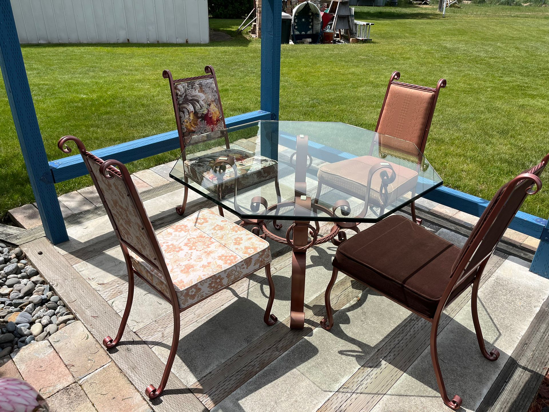 3/4” Glass And Steel Table And Chair Set