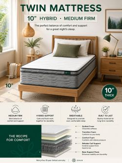 Twin size mattress hybrid medium