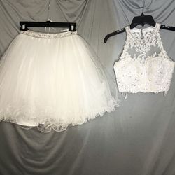 Juliet Formal 2 Piece Crystal Embroidered Top And Skirt 