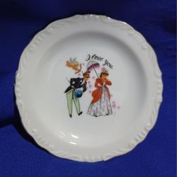 "I Love You"  Little Porcelain Decorative Dishes. Set Of 2 