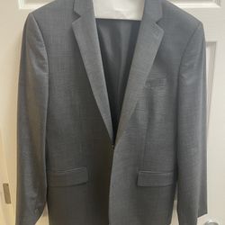 Gray Slim Fit Express For Men 2-piece Suit Jacket Size 44, Pants Size 36x32