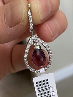 3 ct fascinated Amethyst gemstone 925 sterling silver pendant 1” length