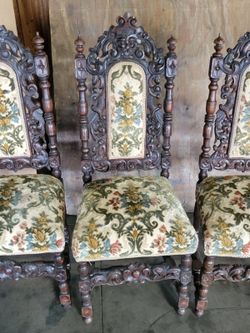18th Century Fruit Wood Craved 6pc Antique Chairs