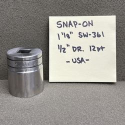 SNAP ON 1-1/8" 12 pt Shallow 1/2" Drive Socket SW-361  -USA-