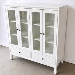 Modern White Glass Cabinet IKEA Style Display Storage Sideboard Farmhouse