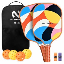 Pickleball Paddles Set of 2 or 4, USAPA Approved Fiberglass Pickleball Paddle Set with Balls and Bag