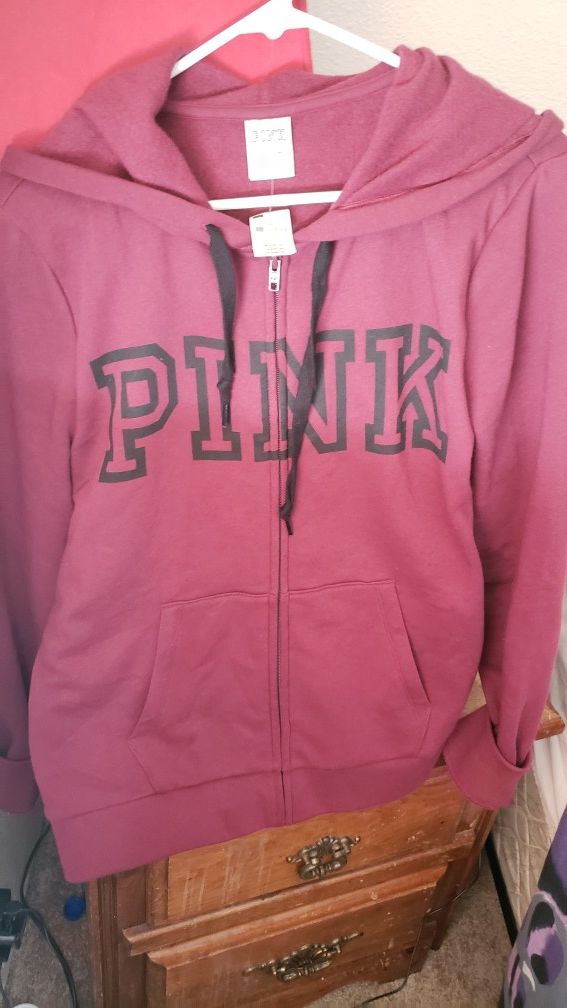 Vs pink zip hoodie sz lg