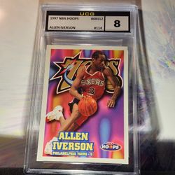 1997 NBA HOOPS #114 ALLEN IVERSON PHILADELPHIA 76ers UCG 8 NM-MT 
