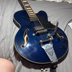 Ibanez Artcore AFS75T Hollowbody Electric Guitar with Vintage Vibrato – Blue