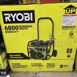 NEW IN BOX RYOBI 6,800-Watt Recoil Start UL Gasoline Powered Portable Generator with CO Shutdown Sensor
