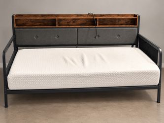 Twin Daybed Frame with Storage Headboard and Mattress