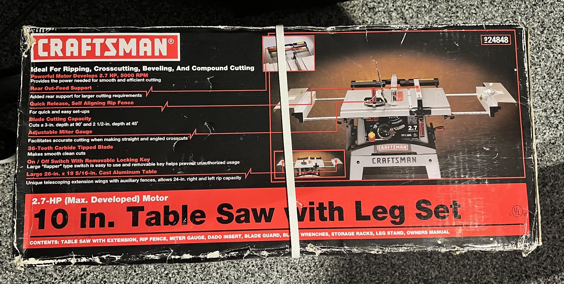Craftsman 10 Inch Table saw with Legs NEW In Box