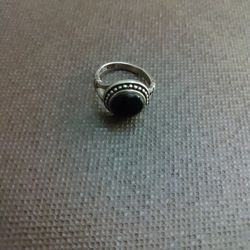 Black Onyx And Sterling Ring Size  6-7