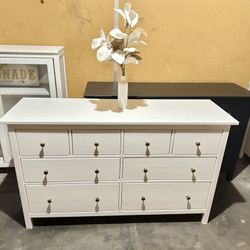 White IKEA Hemnes 8 Drawer Dresser