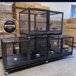 Triple Stacked Dog Pet Cage Kennels Size 43 With Divider And Feeding Bowls New In Box 📦 