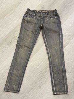 Rock Revival Jeans "Amelia" Metallic Gold Shimmer Skinny 26