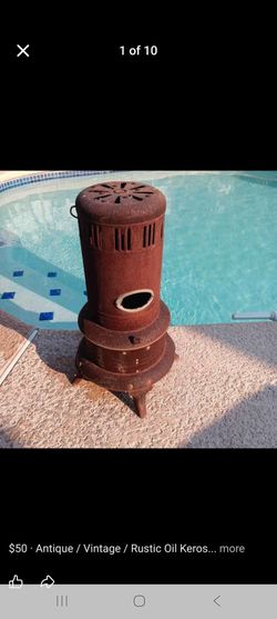 Vintage Rustic Kerosene Stove / Heater w/ Handle ~