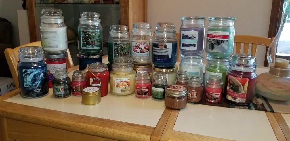 27 ALL NEW CANDLES. NOT SELLING SEPARATELY. PICK UP MIDDLEBORO ONLY FINAL SALE.