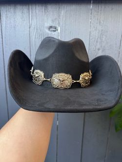 Black Western Cowgirl Hat with Longhorn Concho Band 🤠🤎 Rodeo / Festival / Country Style