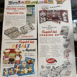 Vintage 1950s Campbell Kids Ad – Huffy Bike, Doll Carriage, Toy Vacuum