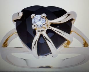 Ring, women's onyx stone with 1 cz center stone. Gold Plated. Brand new ONLY $30 each. Sizes 7 or 8.