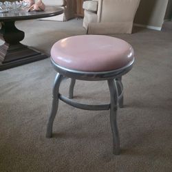 Stool With Pink Vinyl Seat