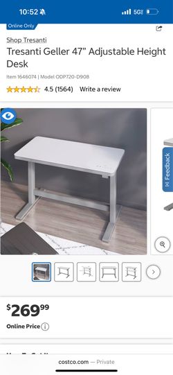 Tresanti Geller 47” Adjustable Height Desk *doesn’t go up needs to fix*