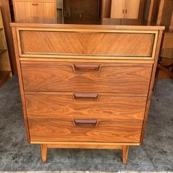 Vintage Mid Century Modern Walnut Highboy Dresser
