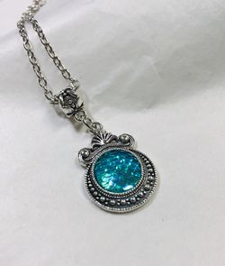 Teal mermaid scale necklace